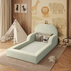 Cama Colchão Montessoriana Infantil Proteção Lateral Balaqui Cor Bege