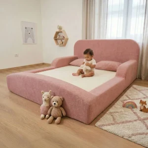 Cama Montessoriana Casal Encanto 100% Espuma Boucle Rosa