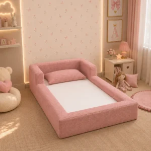 Cama Montessoriana Solteiro 220x120cm Colchão Boucle Rosa