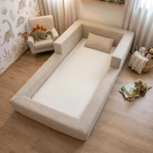 Cama Montessoriana Solteiro Aconchego 100% Espuma Cor Bege