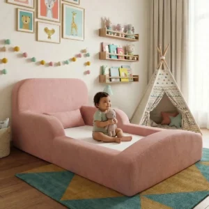 Cama Montessoriana Solteiro Encanto 100% Espuma Boucle Rosa