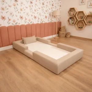 Cama Montessoriana Solteiro Ninho 100% Espuma Keiko Cor Bege