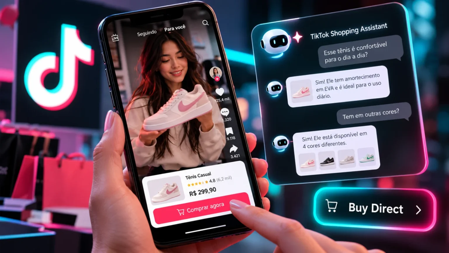TikTok anuncia Shopping Assistant e Buy Direct para compras assistidas por inteligência artificial